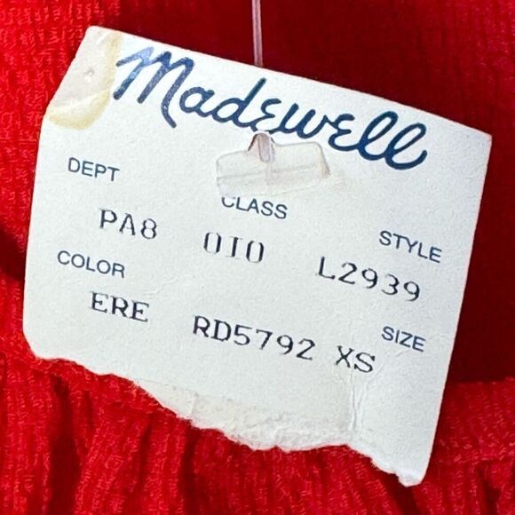 Madewell Texture & Thread Crinkle Textured Blouse in Red XS NWT - Picture 4 of 9